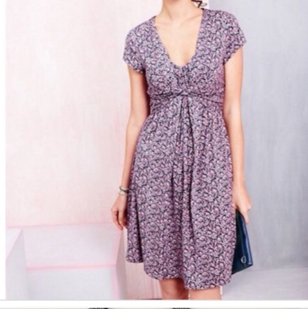 Garnet Hill Womens Garden Party Short Sleeved Dress - Picture 7 of 7